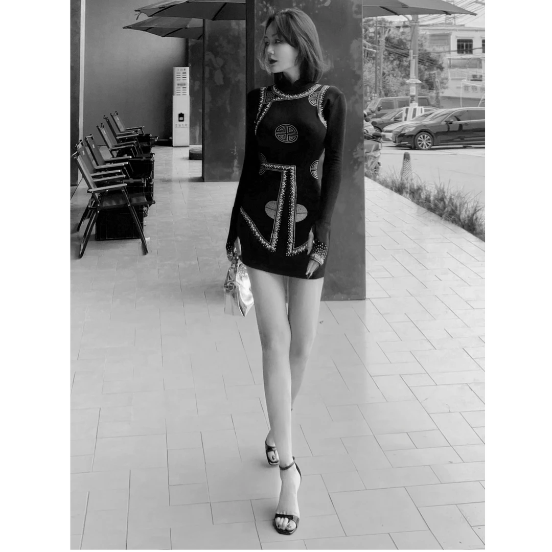 图雅高级定制传统马甲手工贴钻辣妹气质轻奢优雅短款连衣裙T25032