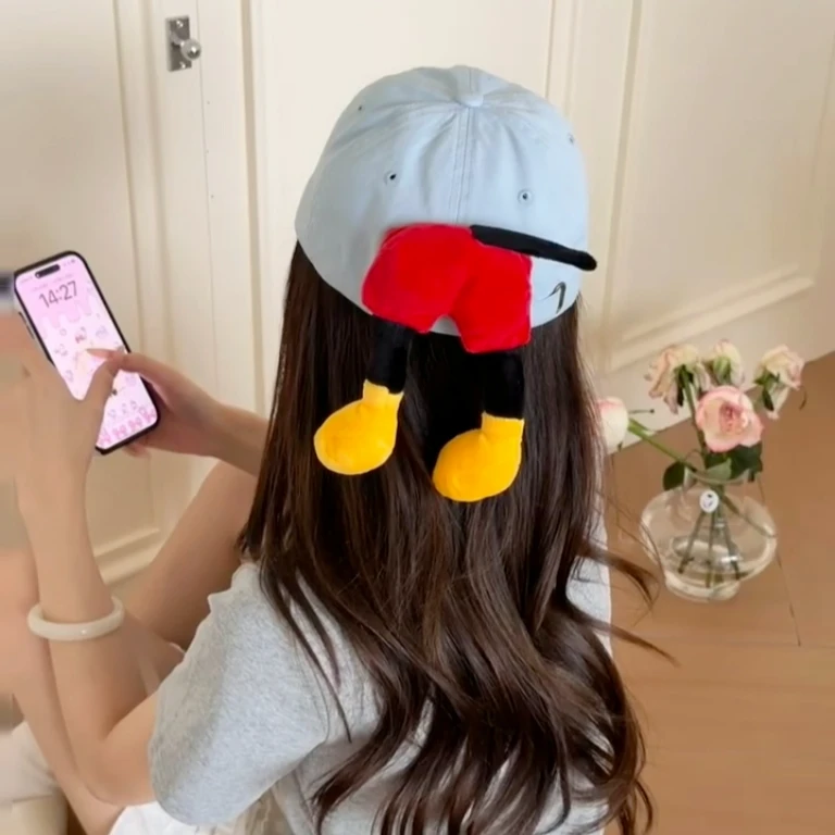 真的好可爱吖 米奇屁屁棒球帽可爱立体y2k遮阳帽蓝色鸭舌帽新款女