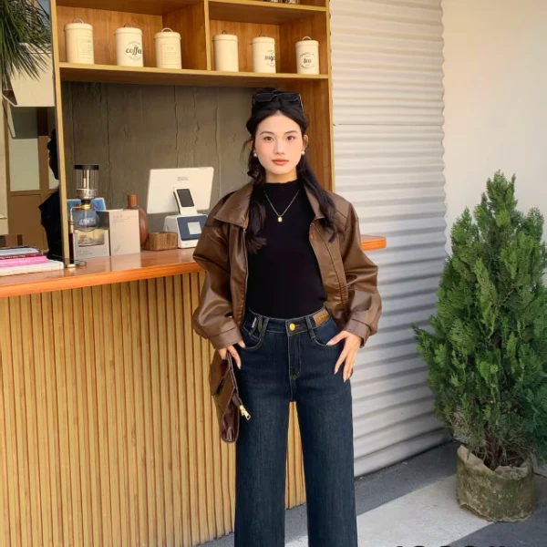 1862款（蓝灰色）加绒显瘦窄版型直筒牛仔裤