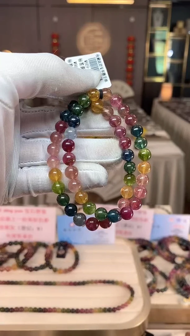 未镶嵌老矿碧玺色标彩虹单圈手串7mm+碧玺多样性发一条xion