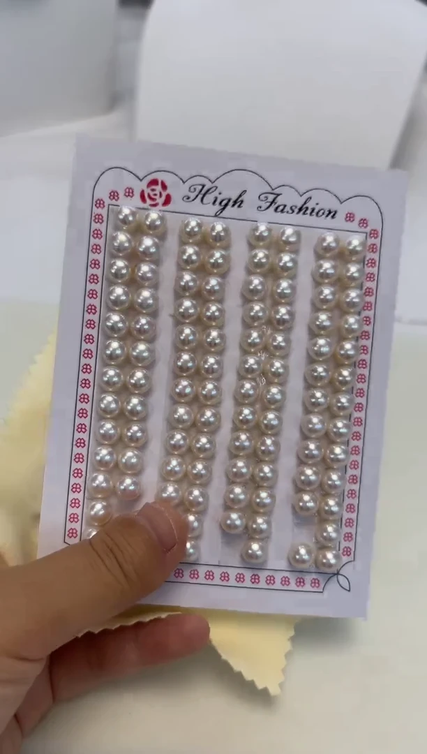 银S925镶嵌淡水珍珠耳饰7MM随机发一对