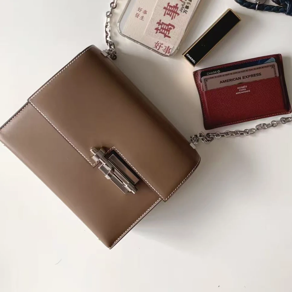 99新 Hermes/爱马仕 mini手枪包大象灰银扣 TAD皮 A刻