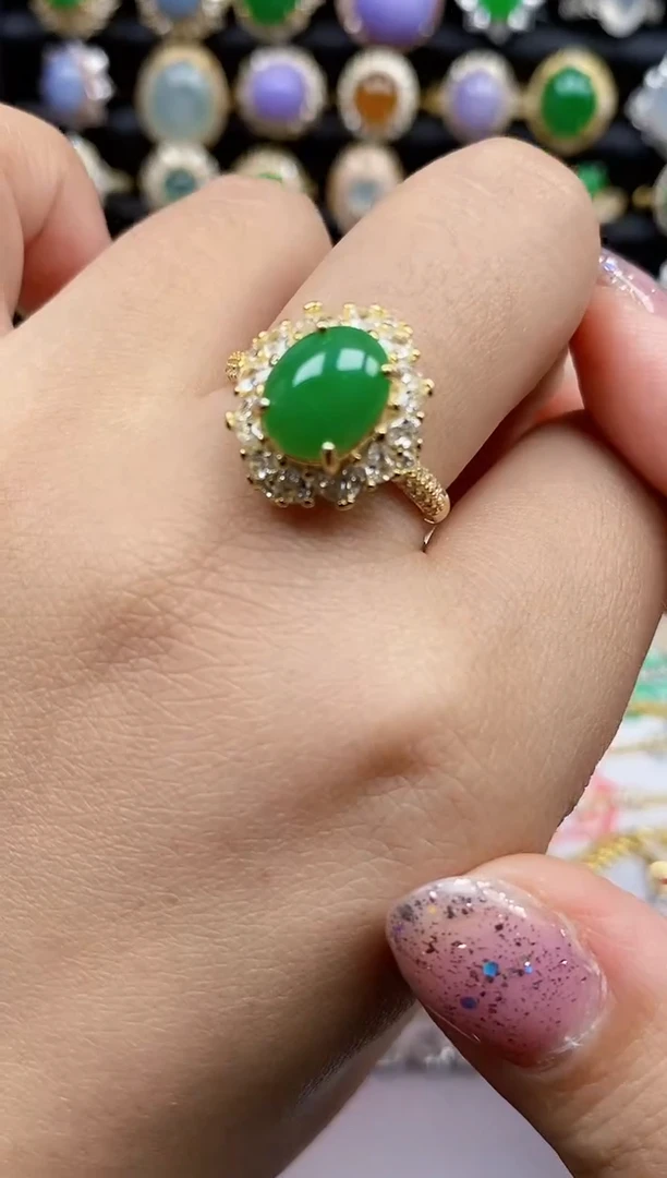 银S925镶嵌戒指翡翠521