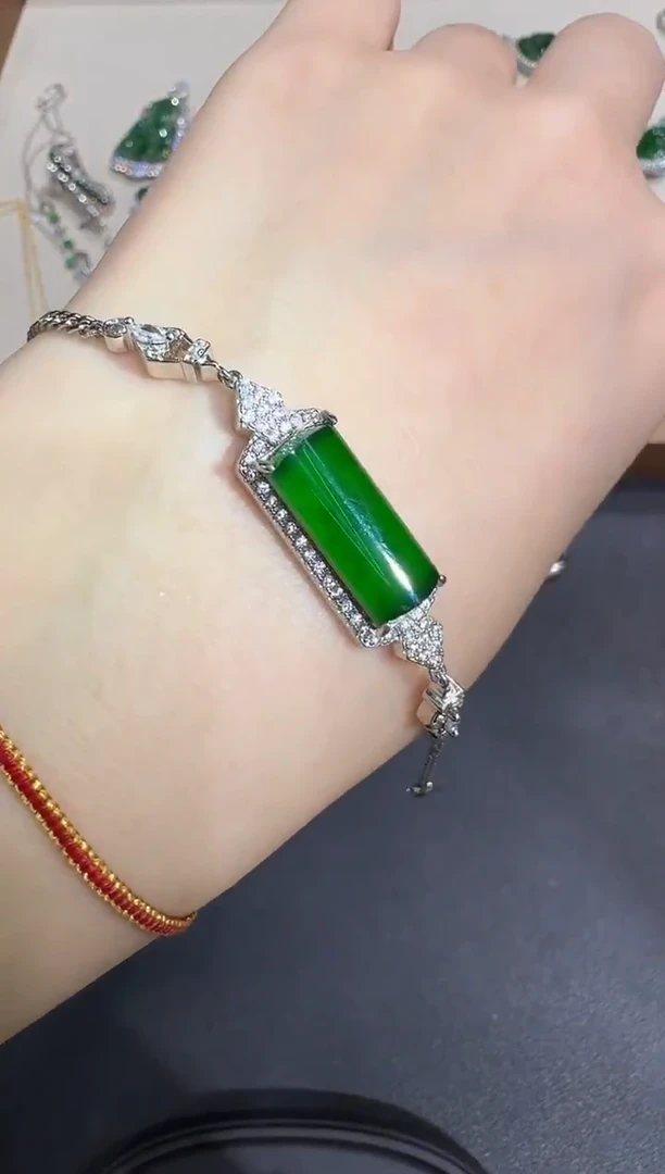 银S925镶嵌手链翡翠X1202-886-72