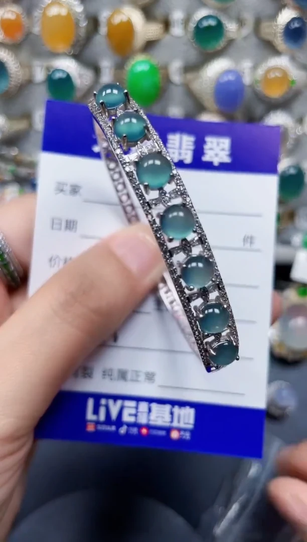 银S925镶嵌手镯翡翠216