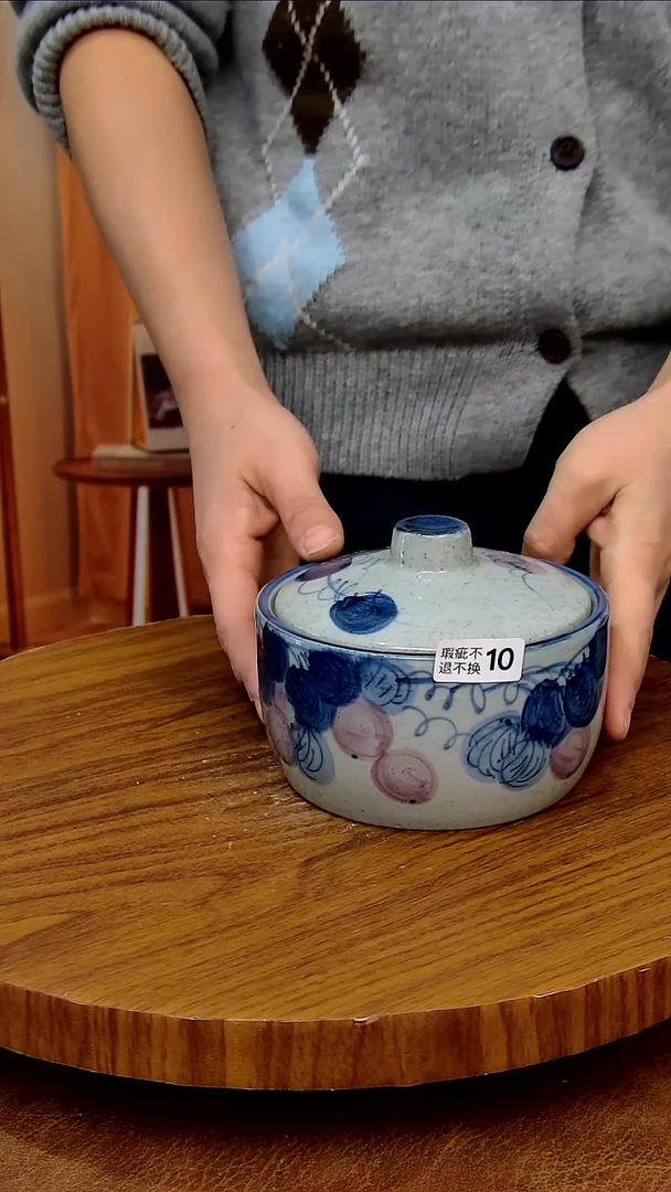 杯子陶景德镇手工手绘釉下彩陶瓷，冰裂釉