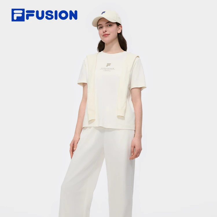 FUSION斐乐潮牌休闲纯棉圆领运动短袖衫&T11W525101F