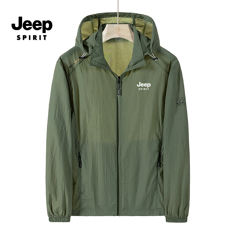 JEEPSPIRIT吉普外套男款夏季冰丝防晒衣休闲钓鱼防紫外线轻薄透气
