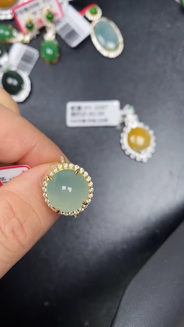 银S925镶嵌戒指翡翠3350