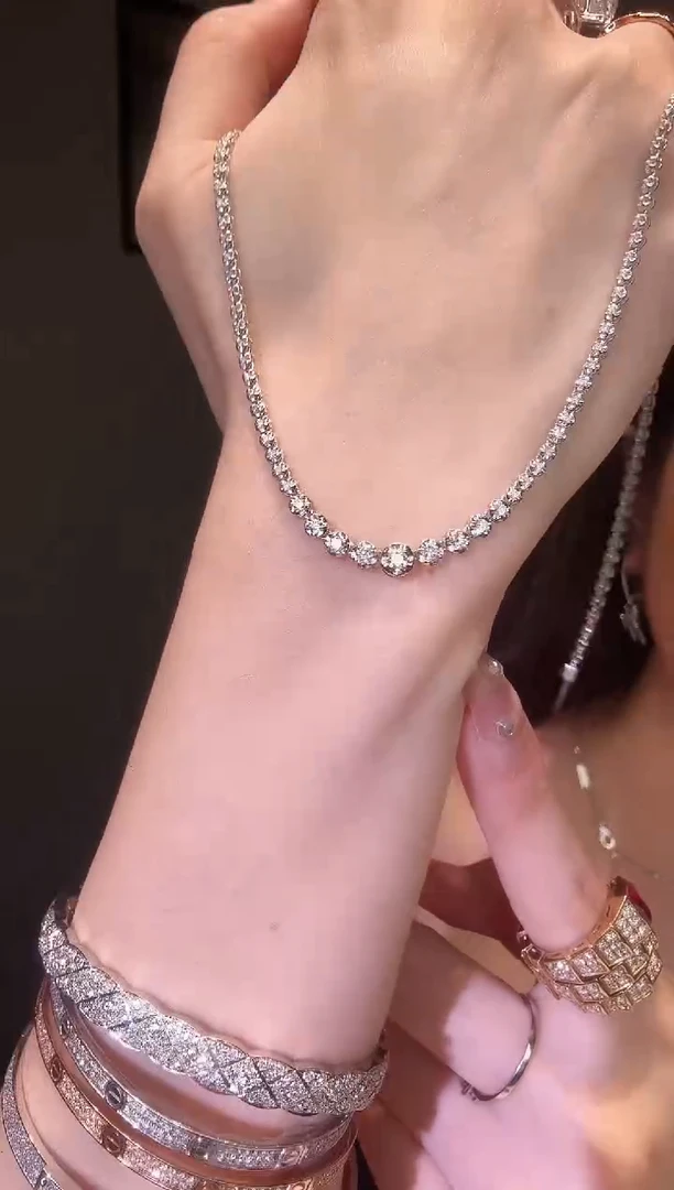 铂Pt950镶嵌项链钻石3克拉项链