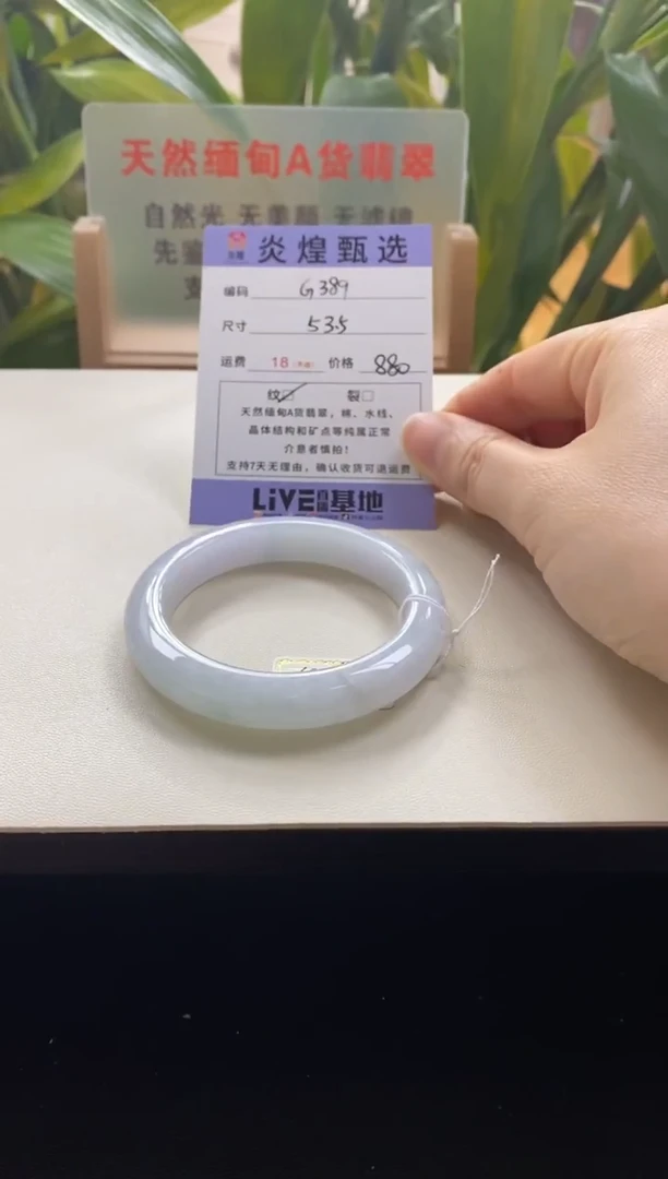 未镶嵌手镯翡翠圈口53.3编码g389
