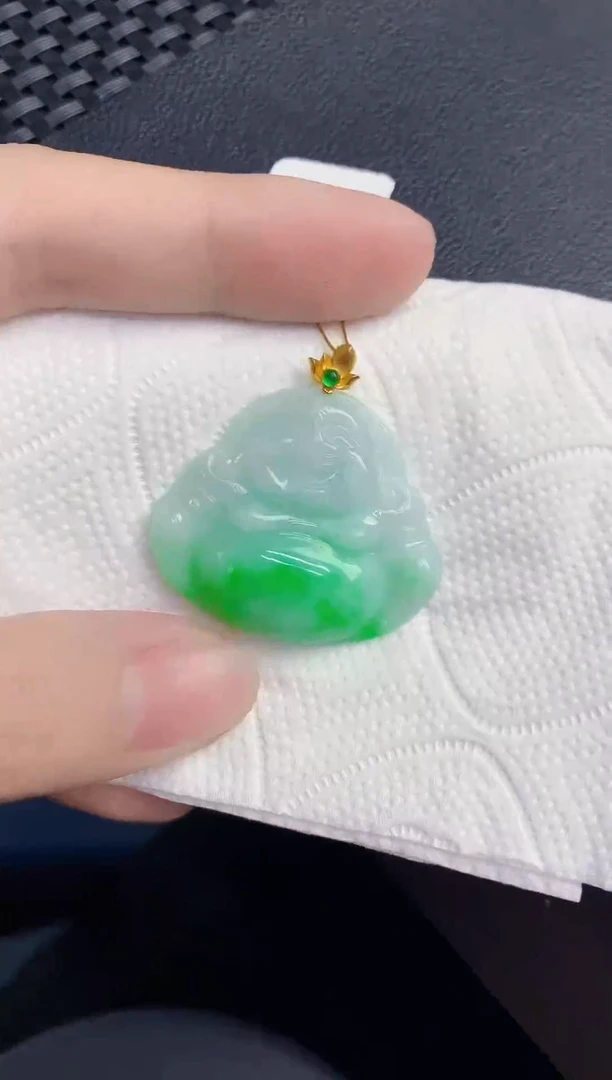 颈饰18K金镶嵌翡翠天然翡翠缅甸A货