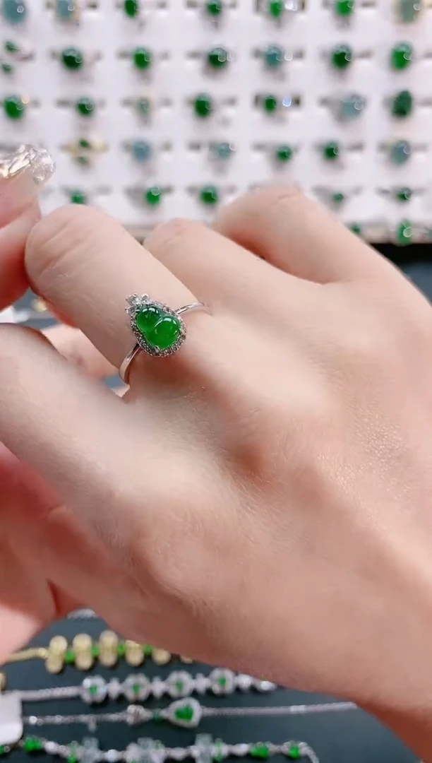 【闪购商品】翡翠戒指银S925镶嵌天然翡翠