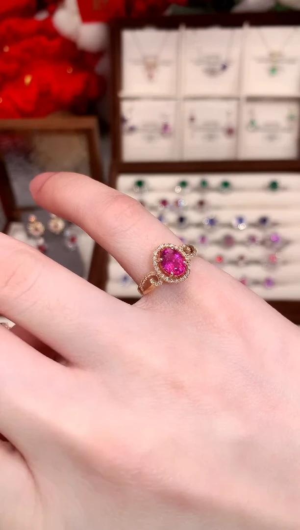 【闪购商品】碧玺戒指18K金镶嵌1.2ct/天然宝石/七天无理由