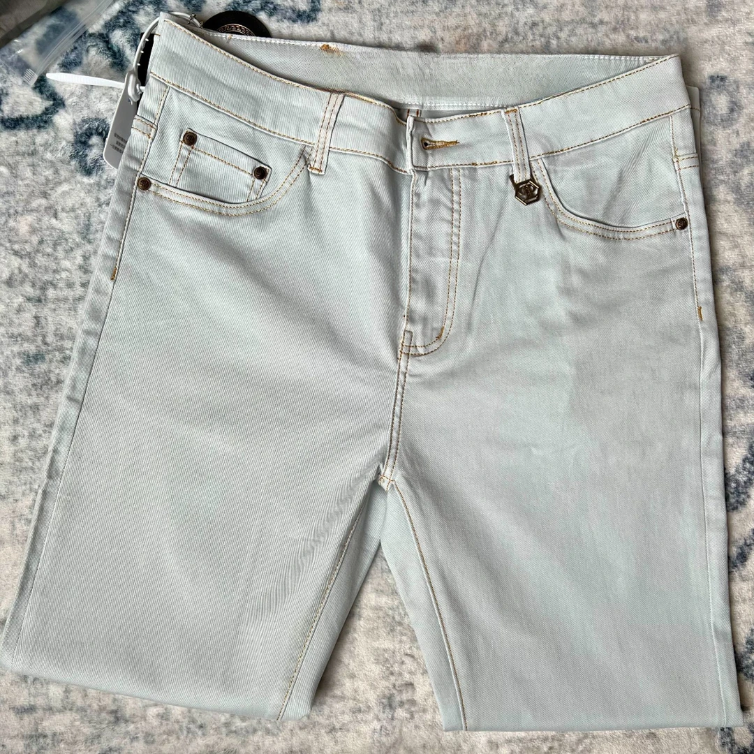 轻奢纯色牛仔裤夏季薄款修身弹力小直筒长裤子