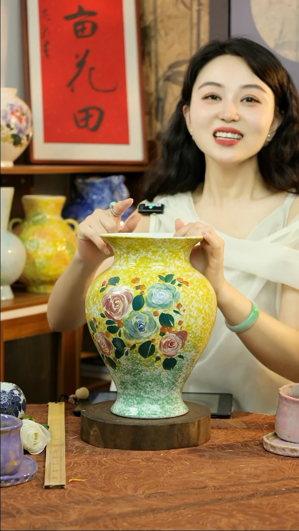 陶瓷陶瓷油画系列手工手绘花器