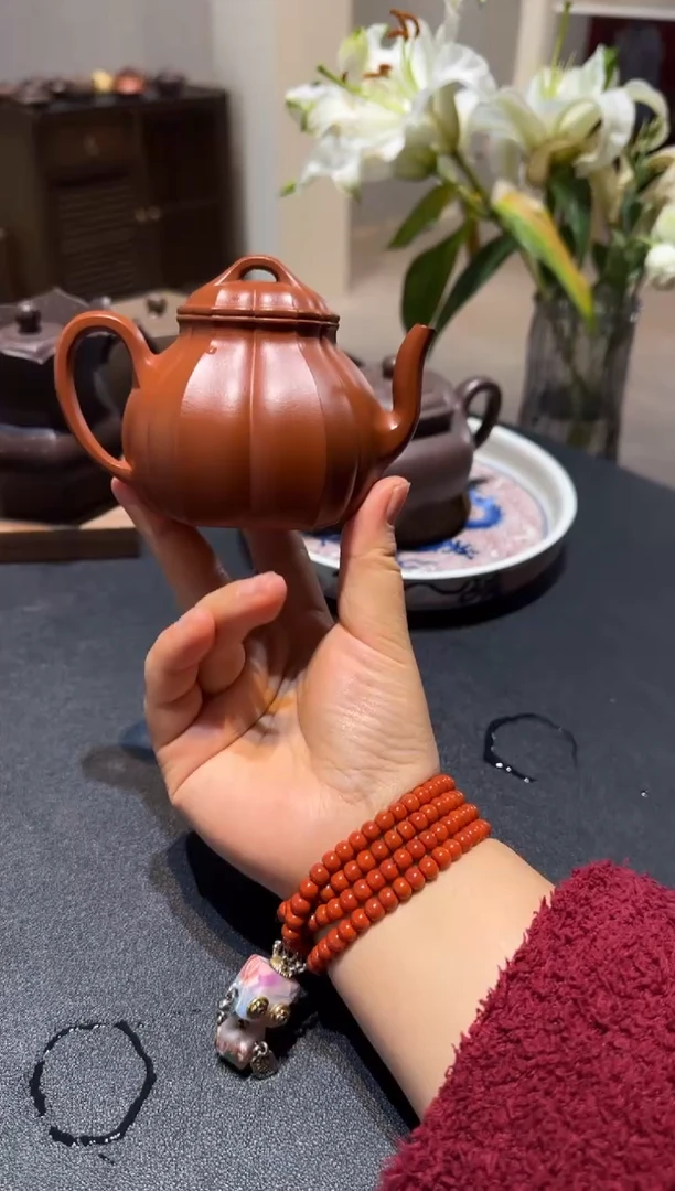 茶壶紫砂亚***体水仙 朱泥