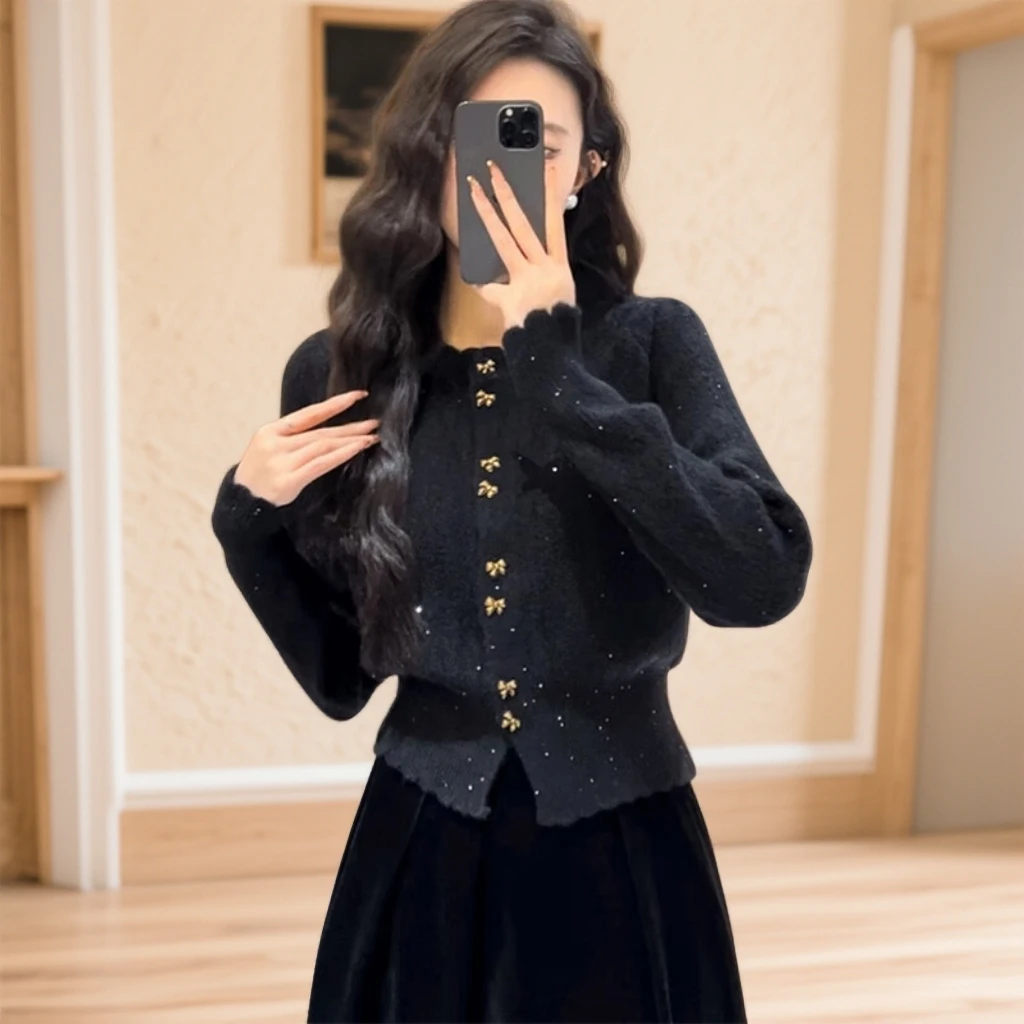 法式小香风针织衫毛衣外套女秋冬新款时尚减龄小众百搭短款上衣潮