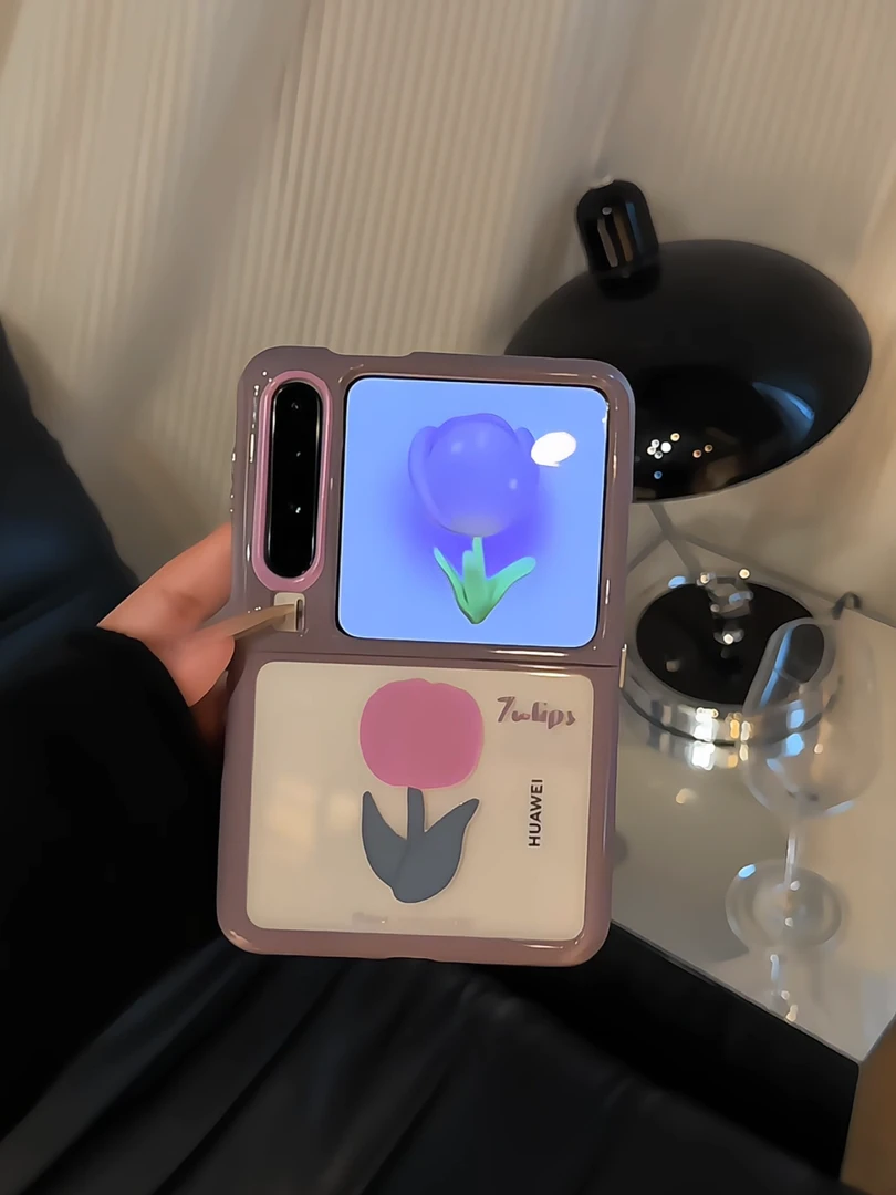 【华为purax系列】适用防摔华为purax手机壳折叠奶油防摔紫色郁金香