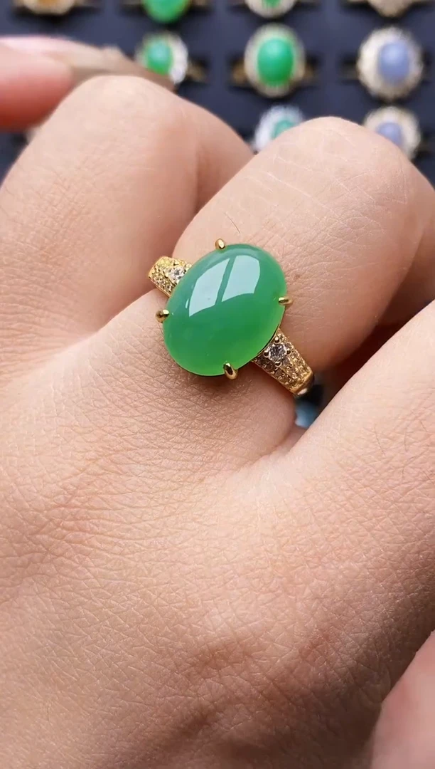 银S925镶嵌戒指翡翠3410