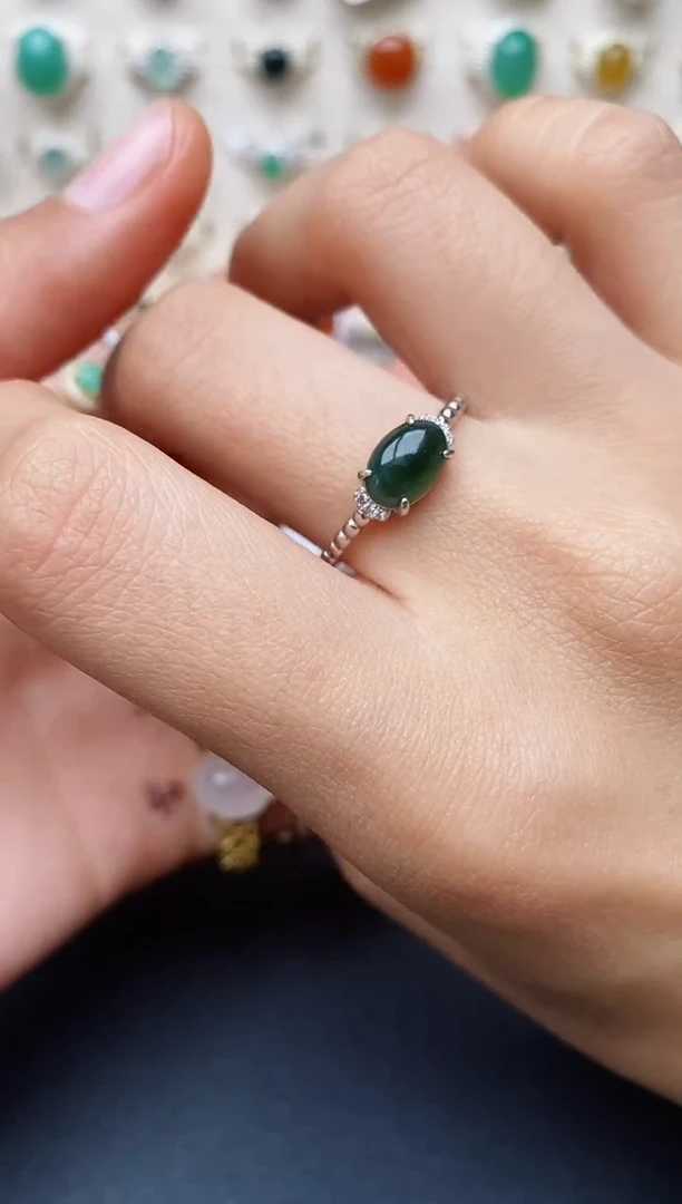 【闪购商品】翡翠戒指银S925镶嵌缅甸翡翠