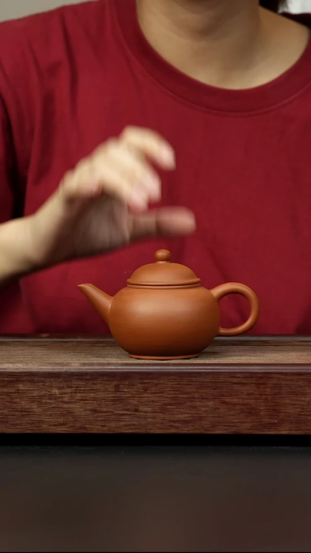紫砂茶壶红泥 水平壶
