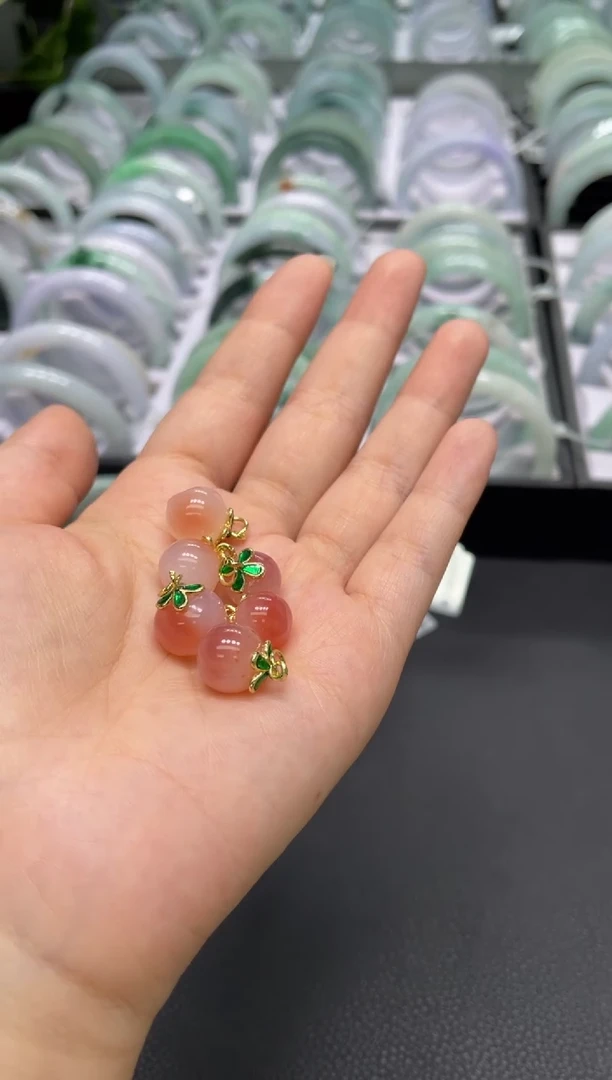 合金颈饰玛瑙/玉髓玛瑙水蜜桃-24051601A（多样性发一）