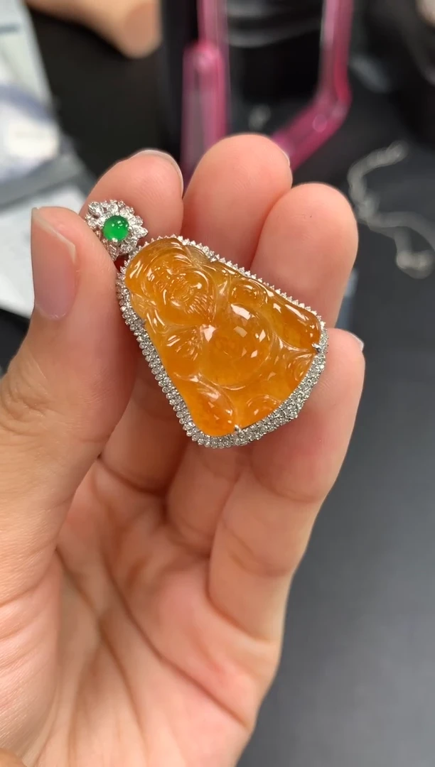 翡翠18K金镶嵌颈饰模式推广期48小时鉴赏期