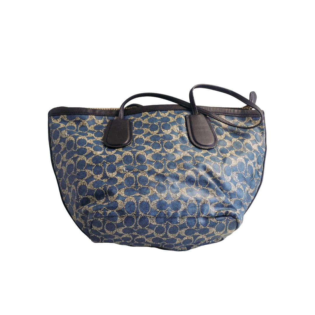 95新 COACH/蔻驰 coach 蓝老花托特包 a033047