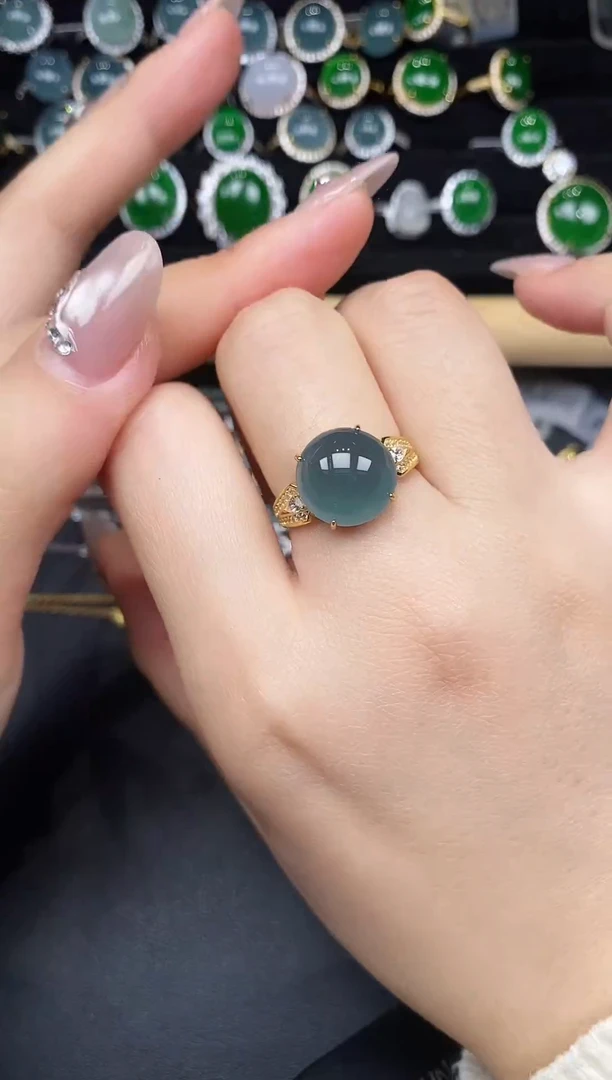 银S925镶嵌戒指翡翠27838