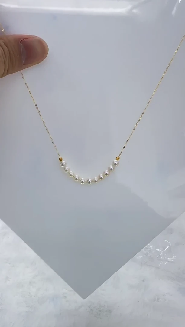 银S925镶嵌淡水珍珠DA珍珠微笑链4-5 a615