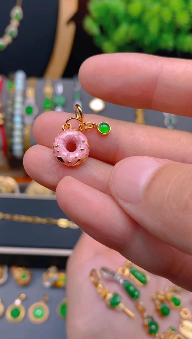 翡翠银S925镶嵌吊坠(不含链)甜甜圈