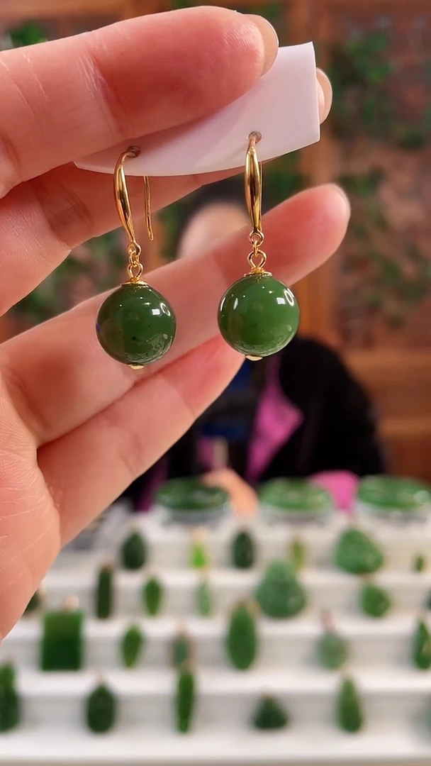 【闪购商品】和田玉耳钩银S925镶嵌大气贯穿耳钩12毫米