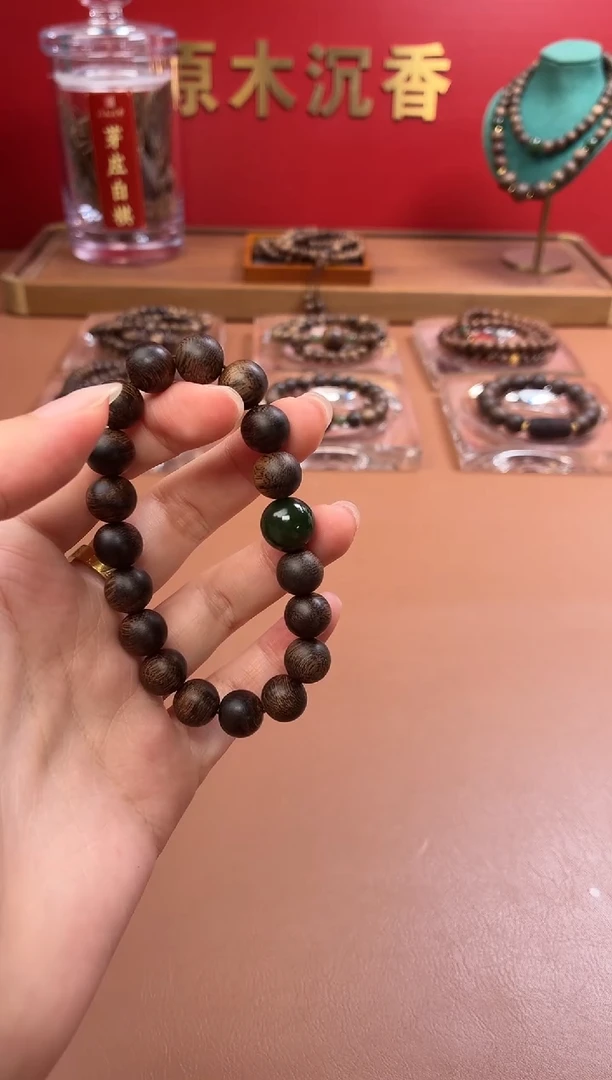 沉香手串沉水越南芽庄黄棋10玉化瘿子瘤疤单圈