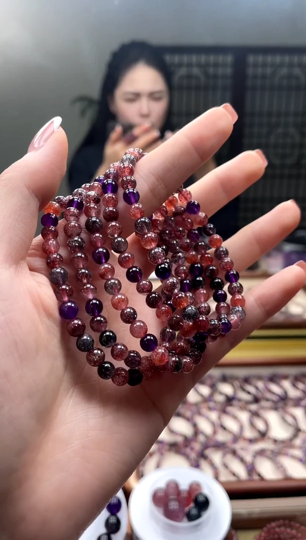 未镶嵌手串水晶【迎迎甄选】超七毕业黑加仑手串5-6mm 多样性发一