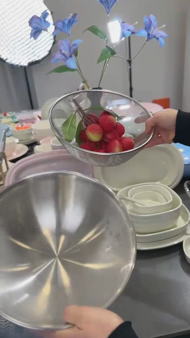 【闪购商品】瓷不锈钢料理盆+沥水篮24cm（2件套）