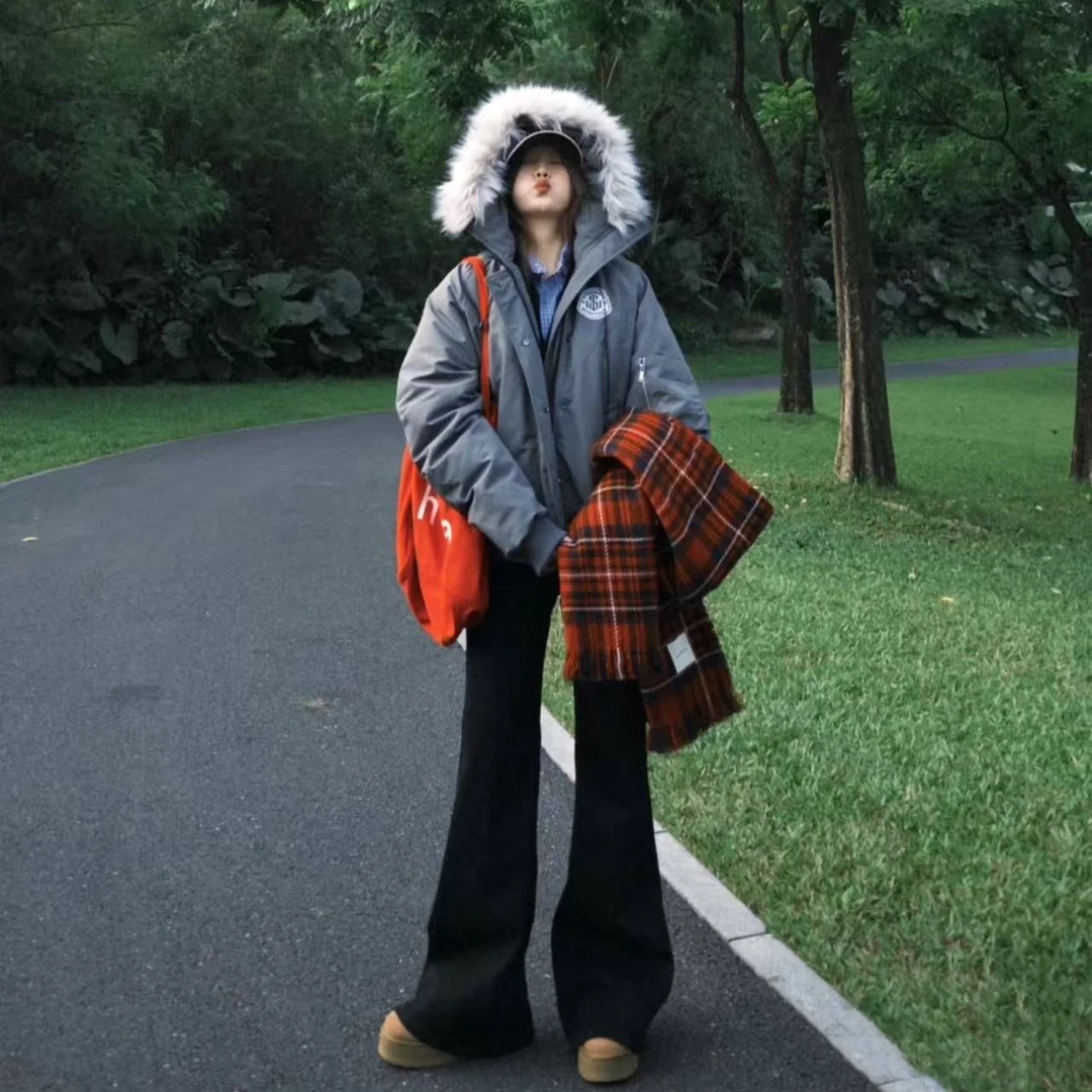 韩系大毛领工装派克棉服女2025新款冬季小个子加厚棉袄夹棉外套潮