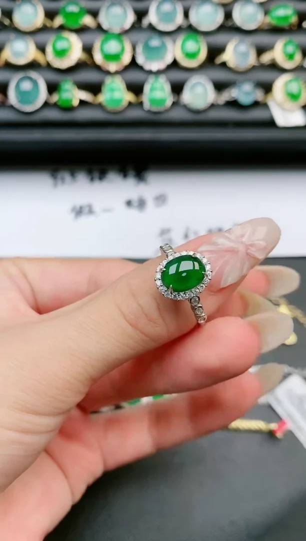 翡翠戒指银S925镶嵌111111