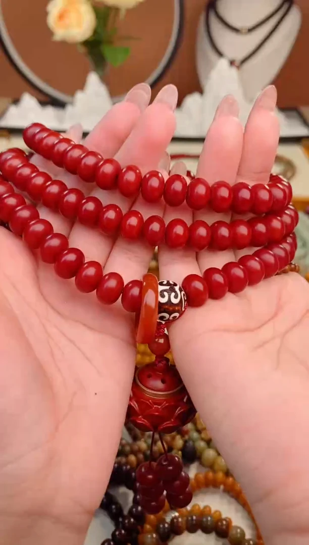 【闪购商品】菩提根/象牙果手串砂砂红如意宝莲灯108颗+3香