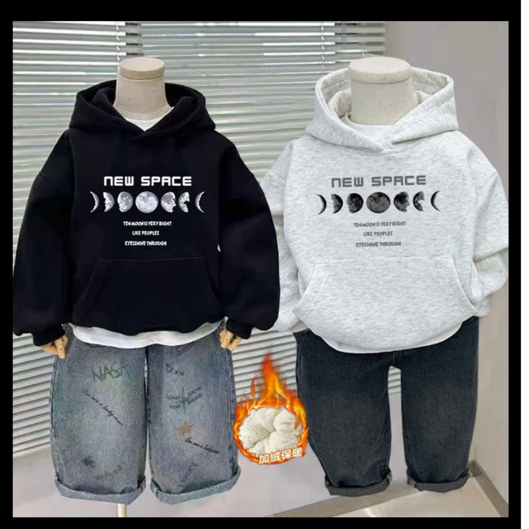 星球字母加绒时尚百搭卫衣