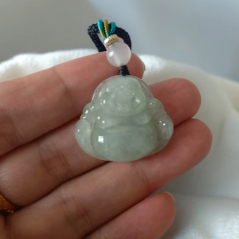 天然缅甸翡翠佛公吊坠25*26*6mm