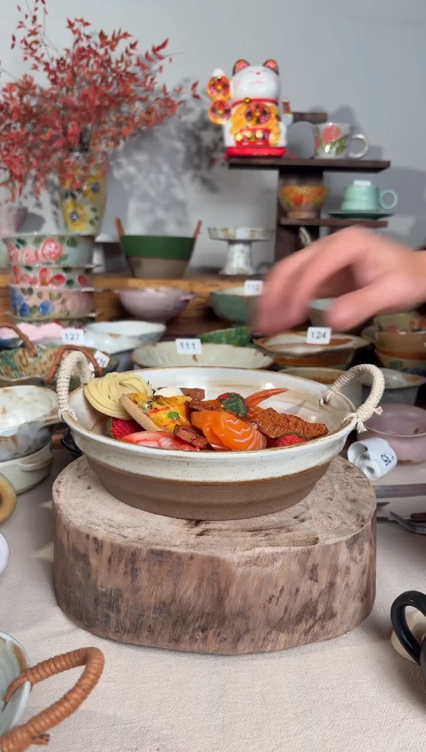 陶瓷46手作粗陶餐具1个装