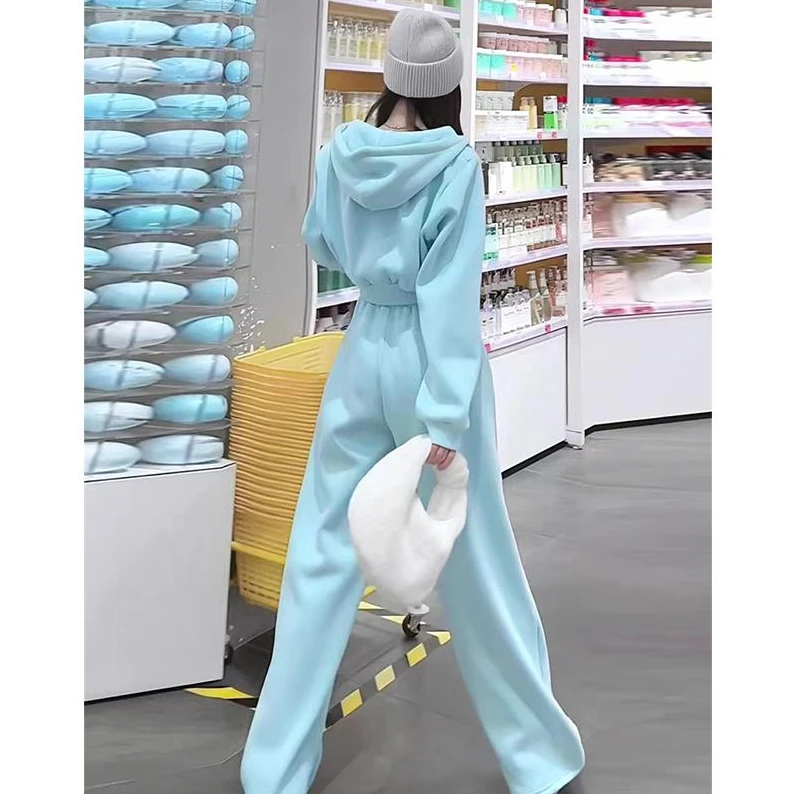 减龄盐系运动套装女2025秋季宽松韩版学生跑步时尚卫衣休闲两件套