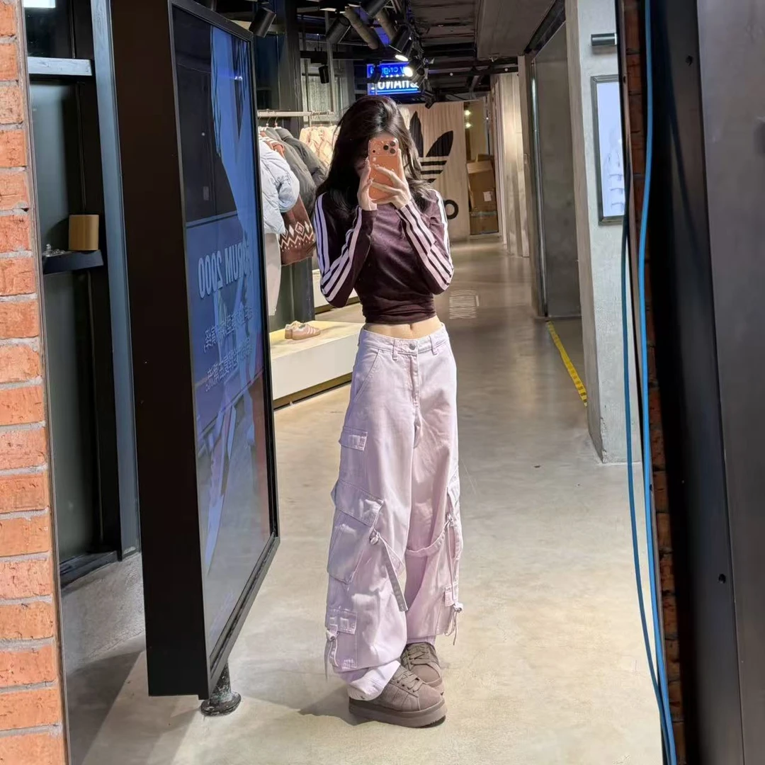 Adidas三叶草 宽松型百搭常规运动长裤工装牛仔裤 KU9536 单2