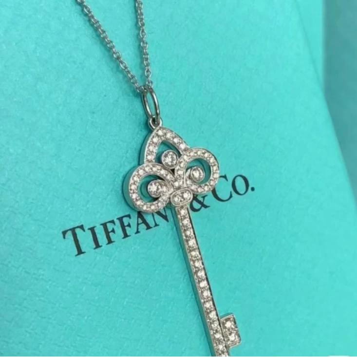 99新 Tiffany & Co./蒂芙尼 活动【小花念念】鸢尾花钥匙项链 中号