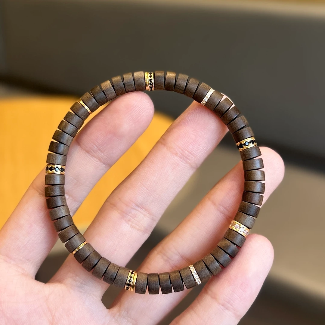 【晶缘聚】天然迈索尔阴沉老山檀药片手串明星小白同款情侣百搭文玩