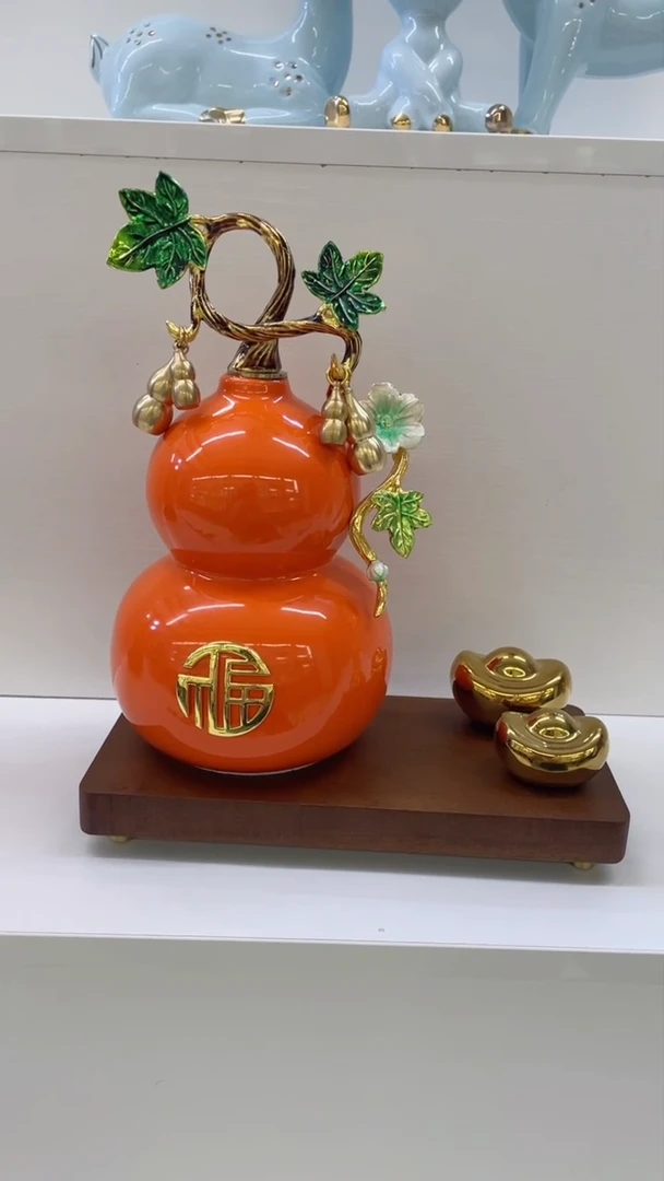 陶瓷五福临门元宝立葫芦