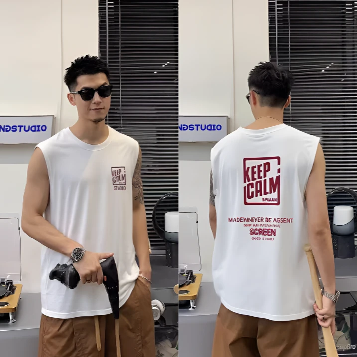 【男士无袖】纯棉透气男士外穿圆领潮流运动休闲夏季