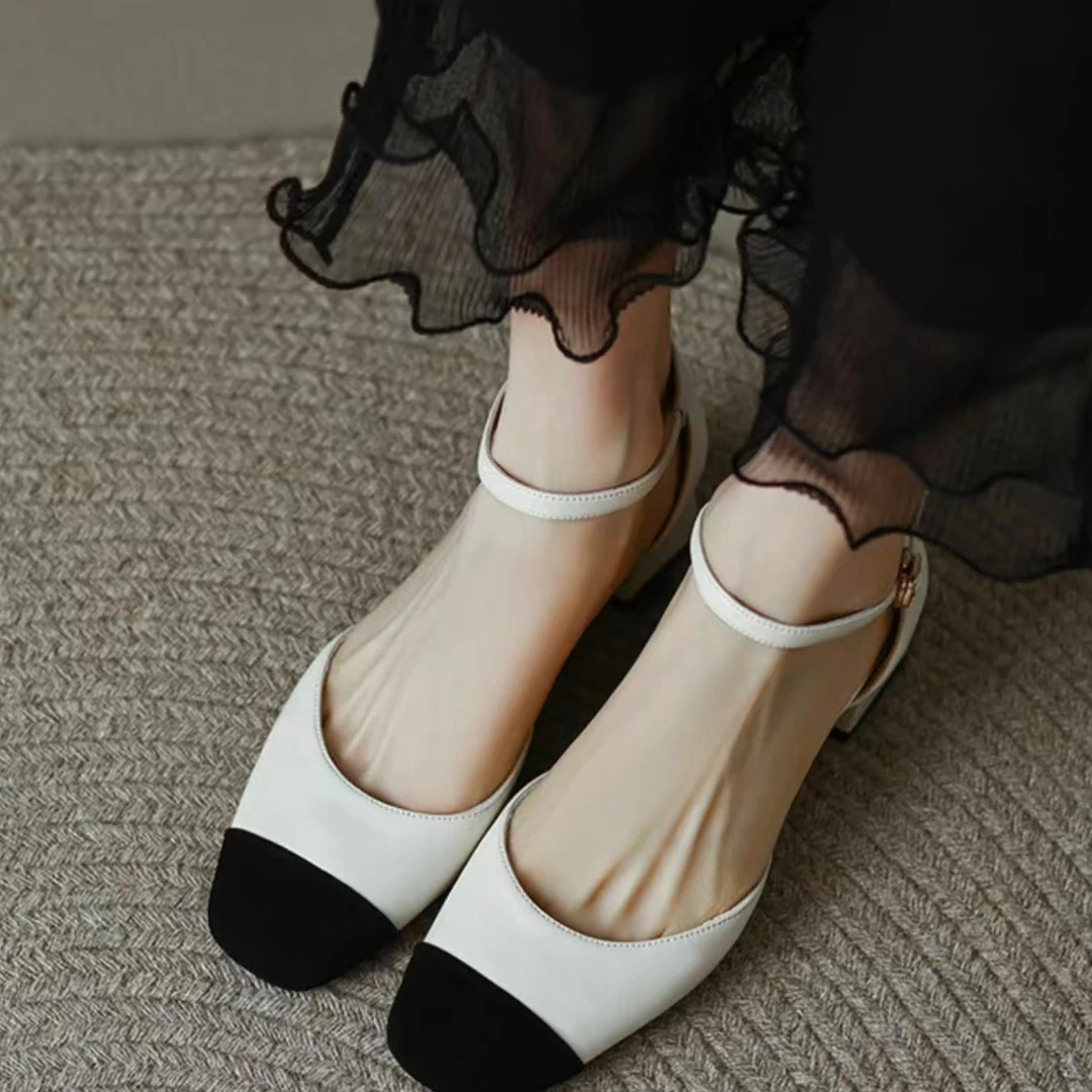 0-33  春夏新品中空单鞋女 平底方头凉鞋女