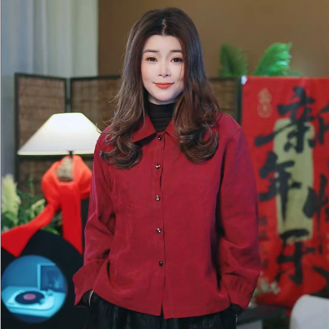 杯子家《红龟翻领衬衫》桑蚕丝香云纱龟裂纹两面穿长袖打底单穿款